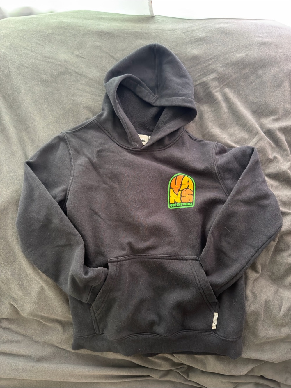 Vans Black Kids Hoodie with Yellow & Green Logo